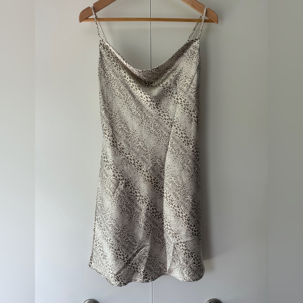 NWT Audrey 3+1 Leopard Print Slip Mini Dress - Picture 3 of 8